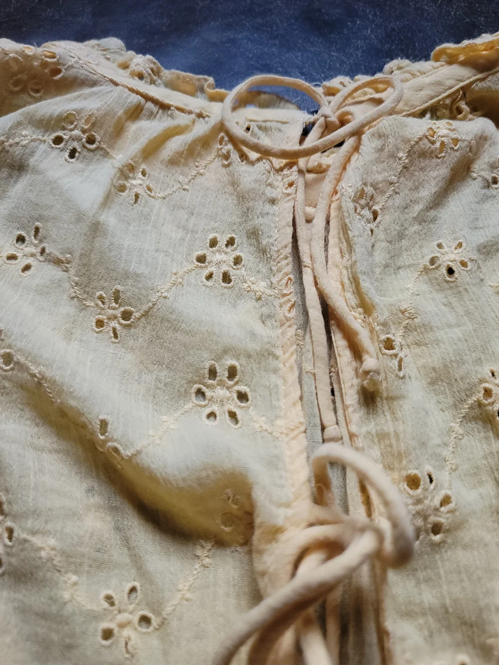Free People Yellow Eyelet Puff Sleeve Blouse